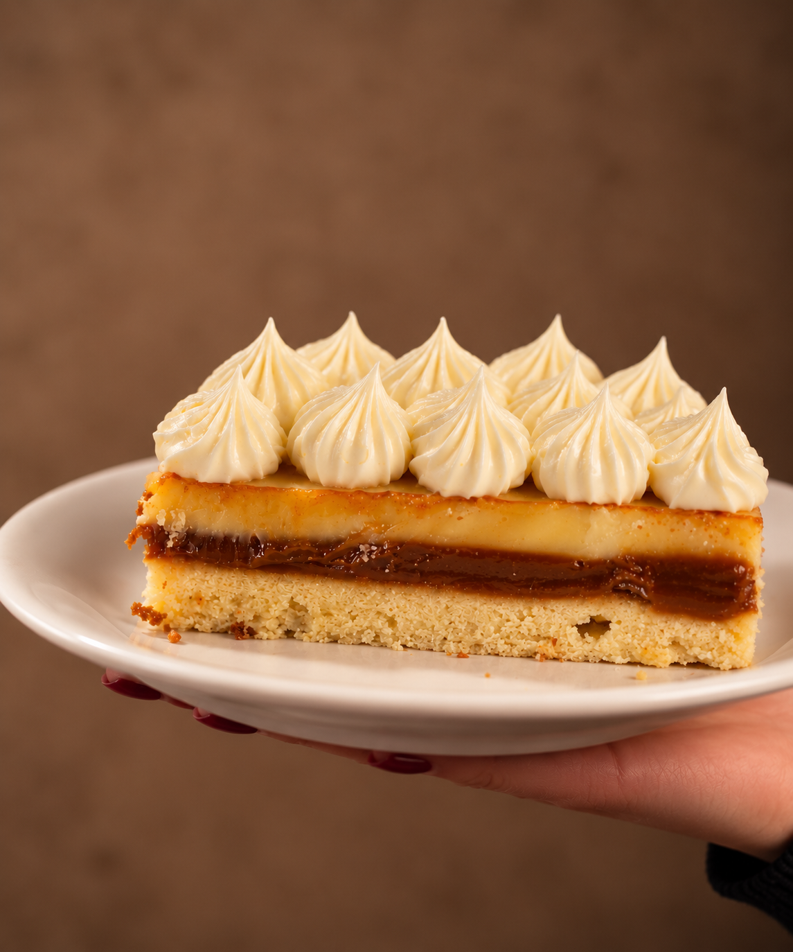 Dulce de leche y ganache de chocolate blanco
